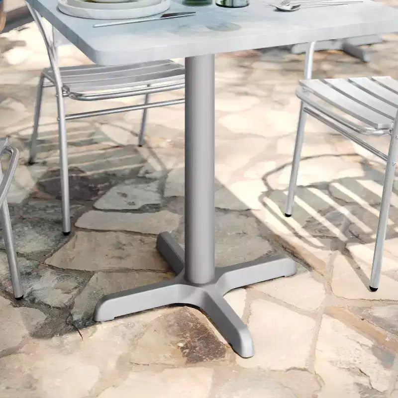 Base a X per tavolo da ristorante da 56 x 56 cm con colonna per tavolo alta 7,6 cm di diametro