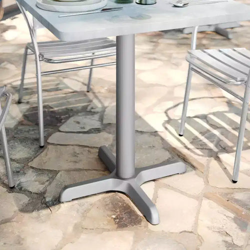 Base a X per tavolo da ristorante da 56 x 56 cm con colonna per tavolo alta 7,6 cm di diametro