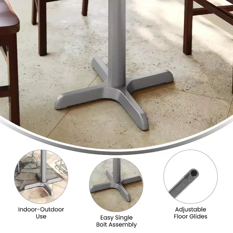 Base a X per tavolo da ristorante da 56 x 56 cm con colonna per tavolo alta 7,6 cm di diametro