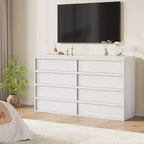 Cassettiera a 8 cassetti per camera da letto, cassettiera doppia bianca da 54 pollici con maniglie concave, comò moderno per camera da letto, soggiorno, cameretta