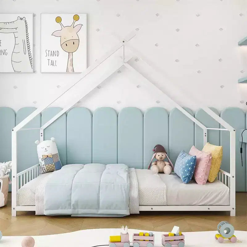 Struttura letto Montessori a pavimento per bambini, casa in metallo, misura singola