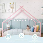 Struttura letto Montessori a pavimento per bambini, casa in metallo, misura singola