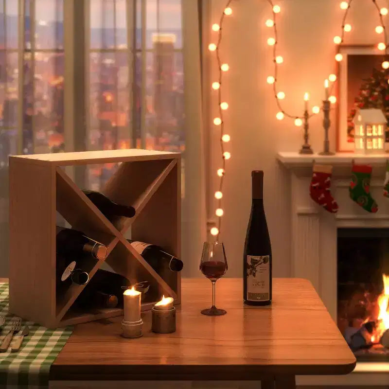 4 Pz Portabottiglie Vino Impilabile Modulare da 24 Bottiglie, Espositore da Vino Autoportante in Legno, Cubo Contenitore Vino per Bar Cantina Cucina