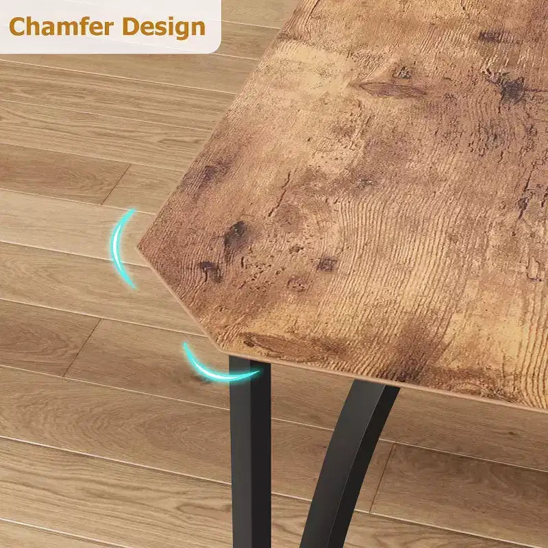 Set da pranzo per 4 persone - Tavolo e sedie da cucina compatti da 5 pezzi con design smussato, Marrone Rustico
