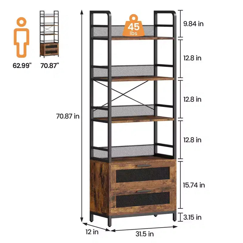 Libreria Industriale a 4 Ripiani Aperti Scaffali Rustici