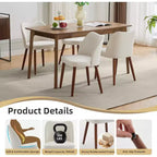 Set di 2 sedie da pranzo, sedia da cucina imbottita in lino con gambe in legno massello, schienale ad alette, per sala da pranzo, soggiorno