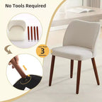 Set di 2 sedie da pranzo, sedia da cucina imbottita in lino con gambe in legno massello, schienale ad alette, per sala da pranzo, soggiorno
