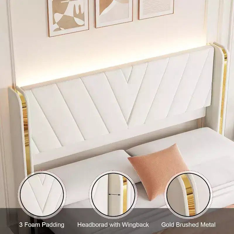 Letto Queen Size - Luci LED e Cassetti Contenitore