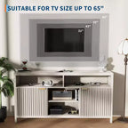 Mobile TV alto testurizzato da 150 cm per soggiorno, centro di intrattenimento resistente con contenitore, mobile TV di metà secolo per TV da 50/55/60/65 pollici