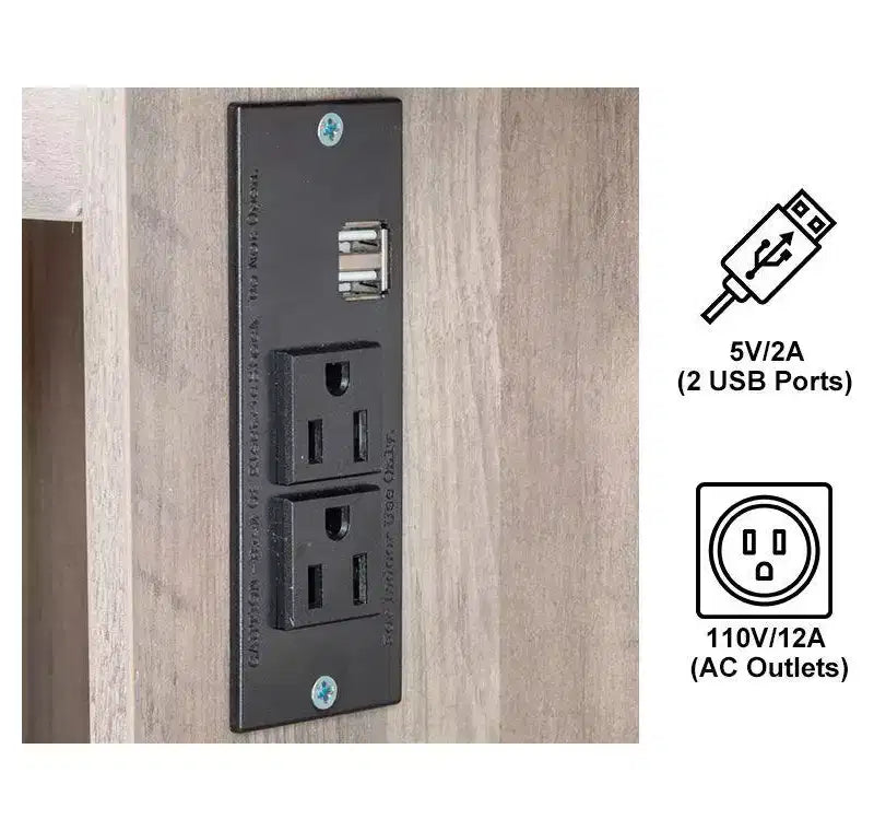 Gray Particle Board Triamine Veneer Iron Feet 2 Drawers 1 Door 2 Shelves Mirror Cabinet Tri-color Dimmable Light Bulb Plug In Dressing Table Set