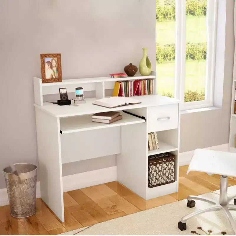 Scrivania moderna per computer con contenitore, ripiano regolabile per ufficio domestico e gaming