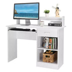 Scrivania moderna per computer con contenitore, ripiano regolabile per ufficio domestico e gaming