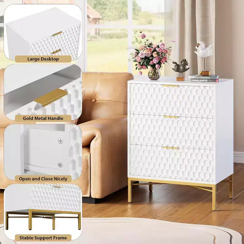 Comò moderno a 3 cassetti - Cassettiera spaziosa per camera da letto e soggiorno