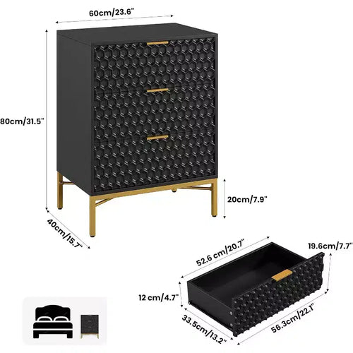 Comò moderno a 3 cassetti - Cassettiera spaziosa per camera da letto e soggiorno