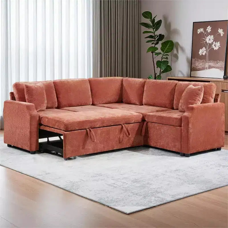 Divano Letto Angolare a L con Letto Estraibile e Vano Contenitore Nascosto
