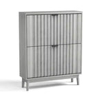 Scarpiera con ante a onda, Scarpiera da ingresso, Scarpiera moderna con 2 cassetti a ribalta per corridoio, ripostiglio, ingresso, armadio, grigio