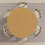 Tavolo da pranzo rotondo 52 x 52 in legno massello con finitura naturale ed eleganti gambe ad arco per sale da pranzo e cucine moderne