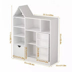 43.7 Organizzatore portagiochi e libreria per bambini, Cofanetto portagiochi con cassetti e scomparti mobili, Contenitore da pavimento per sala giochi, camera da letto, aula, Bianco