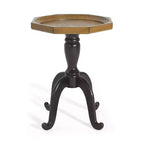 Tavolino d'appoggio Rhea effetto legno stile country francese con piano ottagonale