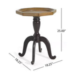 Tavolino d'appoggio Rhea effetto legno stile country francese con piano ottagonale