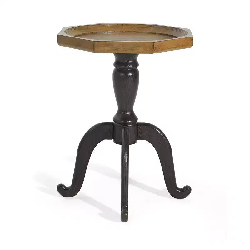 Tavolino d'appoggio Rhea effetto legno stile country francese con piano ottagonale