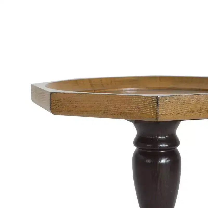 Tavolino d'appoggio Rhea effetto legno stile country francese con piano ottagonale