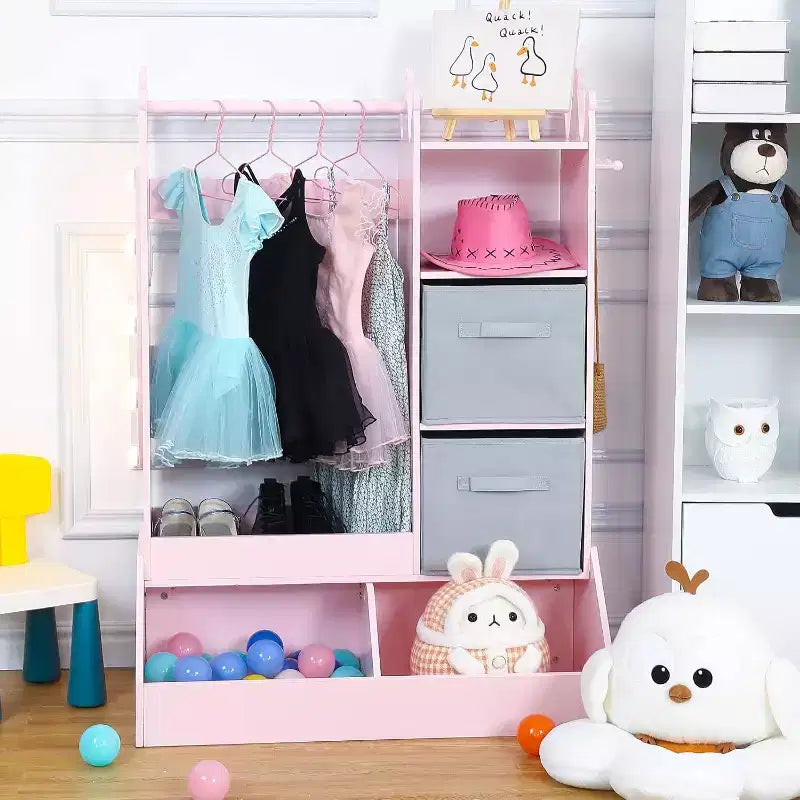 Armadio portagiochi per bambine con specchio illuminato, Organizzatore di giocattoli