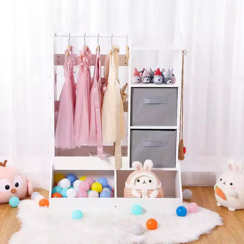 Armadio portagiochi per bambine con specchio illuminato, Organizzatore di giocattoli