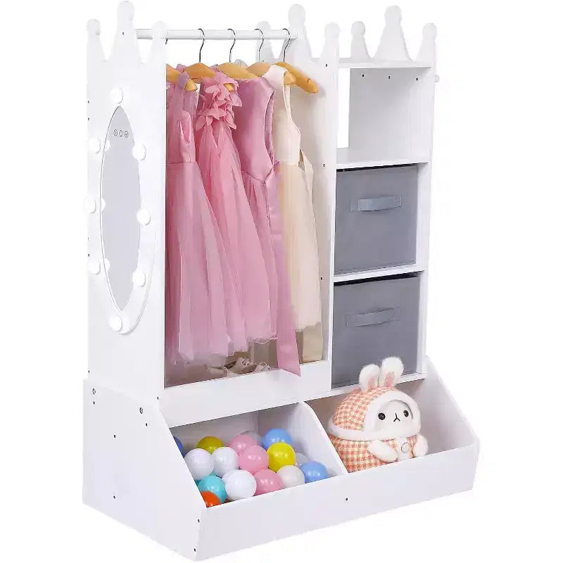 Armadio portagiochi per bambine con specchio illuminato, Organizzatore di giocattoli