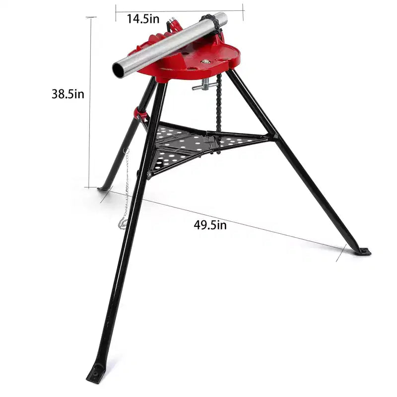 Morsa per tubi, supporto a treppiede capacità 1/8"-6" - gambe pieghevoli in acciaio per taglio, piegatura, filettatura di tubi, per installatori e idraulici