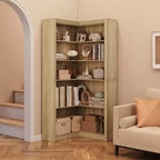 Libreria angolare alta 182 cm, libreria a L a 5 ripiani, librerie da fattoria con contenitore per soggiorno e ufficio
