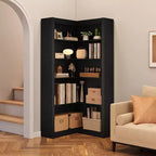 Libreria angolare alta 182 cm, libreria a L a 5 ripiani, librerie da fattoria con contenitore per soggiorno e ufficio