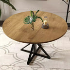 Tavolino da caffè rotondo in legno da 47 cm con piedistallo in metallo e 4 parti di piano del tavolo, salvaspazio per la cucina di casa