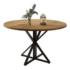 Tavolino da caffè rotondo in legno da 47 cm con piedistallo in metallo e 4 parti di piano del tavolo, salvaspazio per la cucina di casa