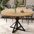 Tavolino da caffè rotondo in legno da 47 cm con piedistallo in metallo e 4 parti di piano del tavolo, salvaspazio per la cucina di casa