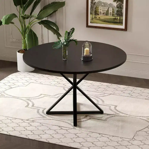 Tavolino da caffè rotondo in legno da 47 cm con piedistallo in metallo e 4 parti di piano del tavolo, salvaspazio per la cucina di casa