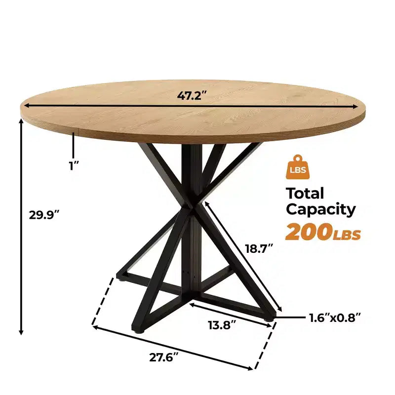 Tavolino da caffè rotondo in legno da 47 cm con piedistallo in metallo e 4 parti di piano del tavolo, salvaspazio per la cucina di casa