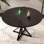 Tavolino da caffè rotondo in legno da 47 cm con piedistallo in metallo e 4 parti di piano del tavolo, salvaspazio per la cucina di casa