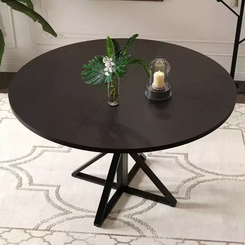 Tavolino da caffè rotondo in legno da 47 cm con piedistallo in metallo e 4 parti di piano del tavolo, salvaspazio per la cucina di casa