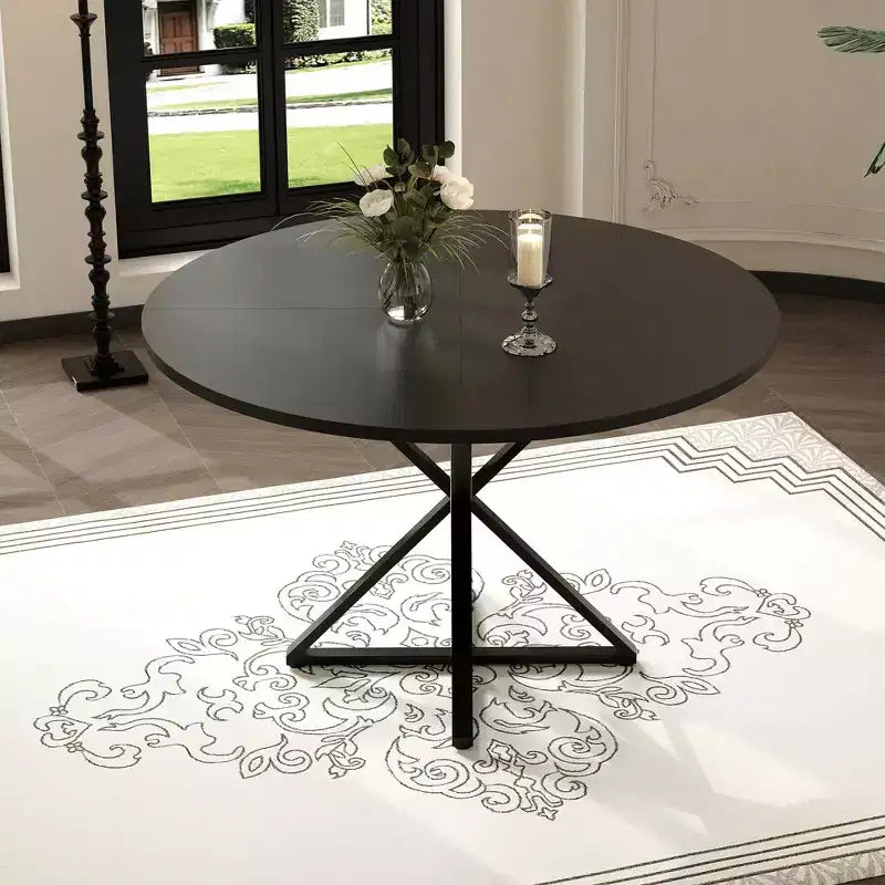 Tavolino da caffè rotondo in legno da 47 cm con piedistallo in metallo e 4 parti di piano del tavolo, salvaspazio per la cucina di casa