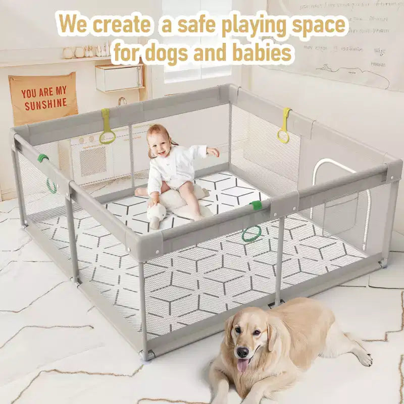 Box per bambini con tappeto 150 x 150 cm, box per neonati e bambini, centro attività per interni ed esterni, recinzione di sicurezza per bambini