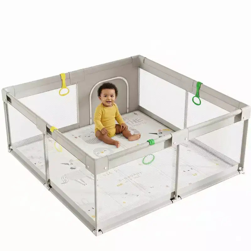 Box per bambini con tappeto 150 x 150 cm, box per neonati e bambini, centro attività per interni ed esterni, recinzione di sicurezza per bambini