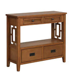 Consolle Overton Vintage in Legno Massello con 4 Cassetti e Ripiano Aperto
