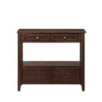 Consolle Overton Vintage in Legno Massello con 4 Cassetti e Ripiano Aperto