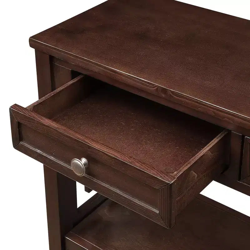 Consolle Overton Vintage in Legno Massello con 4 Cassetti e Ripiano Aperto