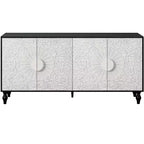 Mobiletto Contenitore con Anta Intagliata a Fiori, Credenza da Ingresso con Maniglia in Metallo, Mobiletto per Soggiorno