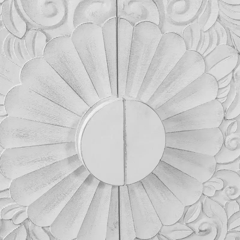 Mobiletto Contenitore con Anta Intagliata a Fiori, Credenza da Ingresso con Maniglia in Metallo, Mobiletto per Soggiorno