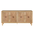 Mobiletto Contenitore con Anta Intagliata a Fiori, Credenza da Ingresso con Maniglia in Metallo, Mobiletto per Soggiorno