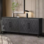 Mobiletto Contenitore con Anta Intagliata a Fiori, Credenza da Ingresso con Maniglia in Metallo, Mobiletto per Soggiorno