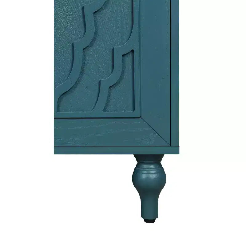 Mobiletto Contenitore con Anta Intagliata a Fiori, Credenza da Ingresso con Maniglia in Metallo, Mobiletto per Soggiorno